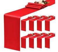 YMHPRIDE 8 runner da tavola rosso raso, 30 x 180 cm, runner da tavola in seta per matrimonio, festa, compleanno, banchetto, decorazione da tavolo - rosso