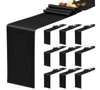 YMHPRIDE Confezione da 10 runner da tavola in raso, 30 x 183 cm, per matrimoni, feste di compleanno, banchetti, decorazione - nero