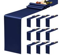 YMHPRIDE Confezione da 10 Runner da tavolo in raso blu navy, 30,5 x 178 cm Runner da tavolo in seta per decorazione di matrimoni, feste, compleanni, banchetti - Blu navy