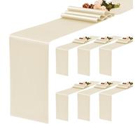 YMHPRIDE Confezione da 6 runner da tavola in raso color crema, 30 x 183 cm, per matrimoni, feste, compleanni, banchetti