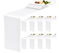 YMHPRIDE Confezione da 8 runner da tavola in raso bianco, 30,5 x 183 cm, per matrimoni, feste, compleanni, banchetti, decorazione da tavolo, colore bianco