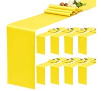 YMHPRIDE Confezione da 8 runner da tavola in raso giallo, 30,5 x 183 cm, runner da tavola in seta, per matrimoni, feste, compleanni, banchetti, decorazione da tavolo, colore: giallo