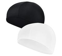 YMIFEEY 2Pcs Sottocasco Bici Moto Estivo Cotone Traspirante sotto Casco Estivo Cuffia Sottocasco Asciuga Velocemente Cappello da Ciclismo Uomo Donna per Moto Bici (58, Nero+Bianco)