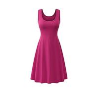 YMING Abito da Sera Aderente da Donna Abito Longuette Sexy Abito Elegante Senza Maniche Rosa XXL