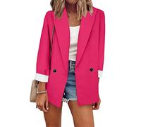 YMING Blazer da Ufficio per Le Donne Giacche Casual Blazer da Lavoro a Maniche Lunghe con Tasche Rose XL