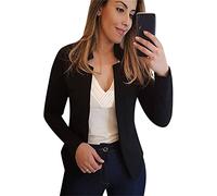 YMING Blazer da Ufficio Raccolto da Donna Giacca da Lavoro Leggermente Aperta con Risvolto per Intervista Nera 3XL