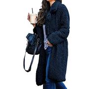 YMING Cappotto Con Risvolto a Manica Lunga Per Le Donne Cappotto Aperto Sul Davanti Cardigan Morbidi Oversize Senza Bottoni Blu Navy S
