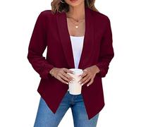 YMING Donna Lavoro D'ufficio Abito Primaverile Abito da Ufficio Cardigan Elegante Ol Blazer A Maniche Lunghe Blazer da Lavoro Sottile Vino Rosso XL