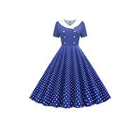 YMING Donne 1950s Polka DOT Dress Vintage Party Tea Dress Retro Rockabilly Cocktail Swing Prom Dress Blu Scuro XL