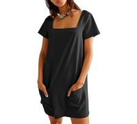 YMING Donne Abiti da Spiaggia Eleganti Abito da Vacanza Casual Abito da Spiaggia Estivo Monocolore Nero M