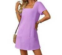 YMING Donne Abiti da Spiaggia Eleganti Miniabiti con Scollo Quadrato Abiti Estivi Comodi Viola M