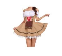 YMING Donne Abito Classico Di Base Fuori Spalla Vacanza Dirndl Cosplay Bavarese Quadrato Collo Abiti Dirndl Khaki XL
