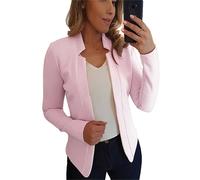 YMING Donne Aprire Fronte Andando Fuori Tagliato Blazer Cappotti Elastici Trendy Sottile Montato Cardigan da Lavoro Rosa Chiaro XL