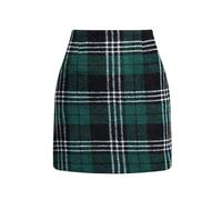 YMING Donne Bodycon Lana Miscela Autunno Inverno Gonna Semplice Morbida Versatile Moda Caldo Mini Gonne Verde Scuro XXL