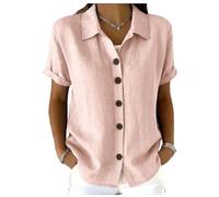 YMING Donne Classiche Camicie da Lavoro con Scollo A V Outfit A Maniche Corte con Colletto per Il Mondo del Lavoro Rosa XL