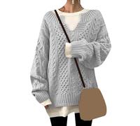 YMING Donne Classico Caldo Sposa Ospite Autunno Inverno Maglione Midi più Dimensioni Maglioni Cocktail Party Grigio L