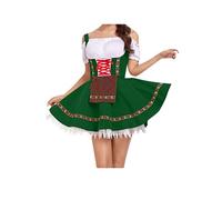 YMING Donne Cosy Casual Pleated Halloween Abiti Cosplay Velvet Soft Off Spalla Abito Verde2 S