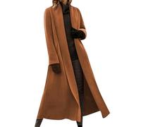 YMING Donne Due Tasche Laterali Mescola Di Lana Vintage Cappotto Alla Moda A Maniche Lunghe Chunky Classico Cardigan Marrone 3XL