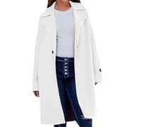 YMING Donne Esce Semplice Stile Singolo Petto Trench Coat Casual Elegante Ginocchio Lunghezza Cappotti Da Lavoro Per Ufficio Bianco M