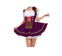 YMING Donne Estate Florale Modello Lavoro Abiti Classici Oktoberfest Abito Plizzato Senza Collare Violetta M
