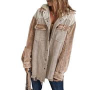 YMING Donne Giacca Con Coulisse E Bottoni Davanti Giacca Calda Con Maniche Lunghe Capispalla Cappotto A Quadri Khaki Marrone Chiaro XL
