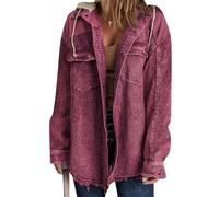 YMING Donne Giacca Di Velluto A Coste A Maniche Lunghe Con Bottoni Sul Davanti Giacca Vintage Cappotto Rosso Rosa M