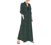 YMING Donne Leggero Uscendo Semplice Abito Floreale Lunghezza del Pavimento Slouchy Bottone Business Maxi Dress Verde Rosa L