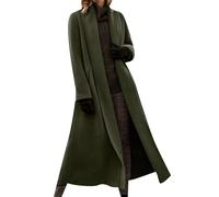 YMING Donne Lunghezza Della Caviglia Uscendo Classico Grosso Cappotto Leggero Vestito Formale Aperto Cappotti Anteriori Esercito Verde XL