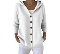 YMING Donne Maglia Elastica Goccia Spalla Semplice Sacchetto Cappotti Maniche Lunghe Pendolare Slouchy Morbido Cappotto Bianco M