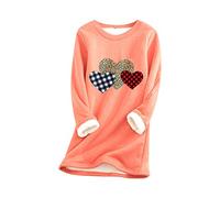 YMING Donne Maglione Cuore Girocollo Felpa Invernale Caldo Maglione Manica Lunga Pullover Anguria Rosso L