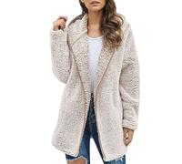 YMING Donne Patchwork Poliestere Manica Lunga Con Cappuccio Casual Elegante Inverno Basic Trend Semplice Outerwear Albicocca Chiara L
