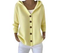 YMING Donne Simple Plain Oversized Basic Classic Cardigan Cardigan di Corsa A Maniche Lunghe di Viaggio di Classe Beige S
