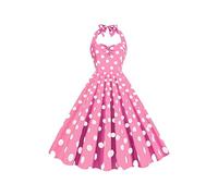 YMING Donne Swing Audrey Hepburn Stile Vestito con Cintura 1950 Polka DOT Abito Vintage da Sera Rosa DOT XL