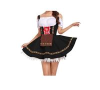 YMING Donne Tedesco Sexy Trendy Piegato Mini Abito Traspirante Vacanza Slim Vestito Mini Nero2 S
