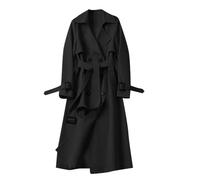 YMING Donne Trench Classico Lungo E Antivento Nero S