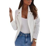 YMING Donne Una Giacca Alla Moda Di Dimensioni Maggiori Per La Cerniera Della Giacca Anteriore Alla Moda Giacca Contract Di Dimensioni Maggiori Bianco XL