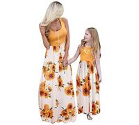 YMING Mamma E Io Maxi Abito Abbinato per La Famiglia Elegante Abito Moda E Tempo Libero Io E Mamma Abbiamo Unito Un Abito Bohemien