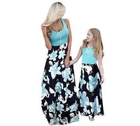 YMING Mamma E Io Maxi Abito Abbinato per La Famiglia Elegante Abito Moda E Tempo Libero Io E Mamma Abbiamo Unito Un Abito Bohemien