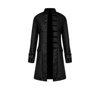 YMING Mens Colore Solido Halloween Frock Cappotto Medievale Moda Retro Cappotto Nero M
