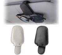 YMNBFCX 2 Pezzi Porta Occhiali Auto,per Audi Q8 2018-2023 2024 2025 Supporto Magnetico Occhiali da Visiera, Portaocchiali Auto in Pelle Clip per Visiera,A/Black