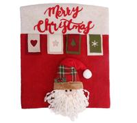 Ymnilian Coprisedie Natalizie, Coprisedia Con Schienale Coprisedile natalizio tridimensionale in lino con Babbo Natale, coprisedia con cappello rosso, decorazioni for feste for la casa(A)