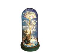 Ymnilian Rosa Eterna,Rosa Stabilizzata Fiore eterno di Lamina d'oro 24K Rosa incantata con luci Stringa Fata nella Cupola for Il Regalo San Valentino Natale(011)