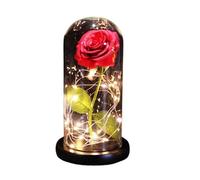 Ymnilian Rosa Eterna,Rosa Stabilizzata Fiore eterno di Lamina d'oro 24K Rosa incantata con Lucine a Forma Stringa nella Cupola for Il Regalo San Valentino Natale(Black Base)