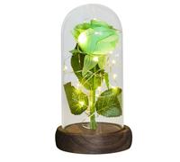 Ymnilian Rosa Eterna,Rosa Stabilizzata Regali for lei Rosa eterna in Cupola di Vetro Fiore Artificiale for Sempre Luce for la Festa della Mamma for Le Donne(Green Flower)