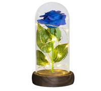 Ymnilian Rosa Eterna,Rosa Stabilizzata Regali for lei Rosa eterna in Cupola di Vetro Fiore Artificiale for Sempre Luce for la Festa della Mamma for Le Donne(Blue Flower)