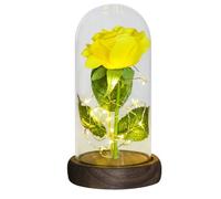 Ymnilian Rosa Eterna,Rosa Stabilizzata Regali for lei Rosa eterna in Cupola di Vetro Fiore Artificiale for Sempre Luce for la Festa della Mamma for Le Donne(Yellow Flower)
