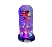 Ymnilian Rosa Eterna,Rosa Stabilizzata Romantica Rosa eterna Fiore colorato di in Lamina d'oro con Bambola Leggera in Cupola Vetro Nuovo Arredamento Regalo for Festa Nozze San Valentino(Set 12)