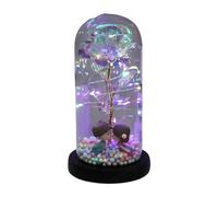 Ymnilian Rosa Eterna,Rosa Stabilizzata Romantica Rosa eterna Fiore colorato di in Lamina d'oro con Bambola Leggera in Cupola Vetro Nuovo Arredamento Regalo for Festa Nozze San Valentino(White)