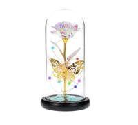 Ymnilian Rosa Eterna,Rosa Stabilizzata Rosa Luce eterna Fiori di Rosa in Vetro con Farfalla Lampada Artificiale Regalo San Valentino for la Fidanzata della Mamma(C)