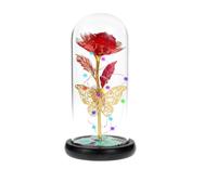 Ymnilian Rosa Eterna,Rosa Stabilizzata Rosa Luce eterna Fiori di Rosa in Vetro con Farfalla Lampada Artificiale Regalo San Valentino for la Fidanzata della Mamma(A)
